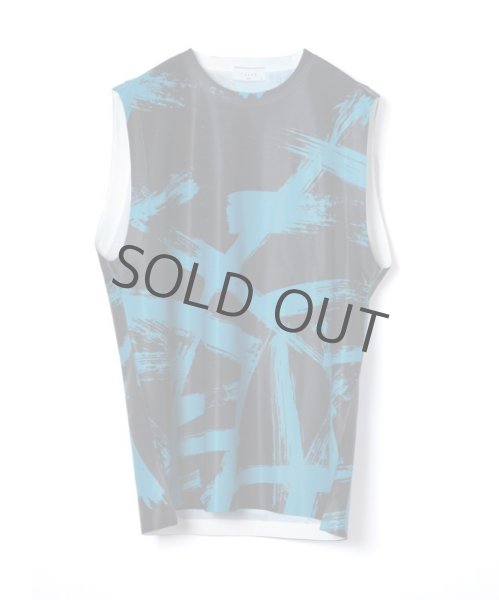 画像1: TAUPE / GRAPHICAL SMOOTH SLEEVELESS TOP (BLACK) (1)