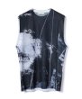 画像1: TAUPE / GRAPHICAL MESH SLEEVELESS TOP (BLACK) (1)