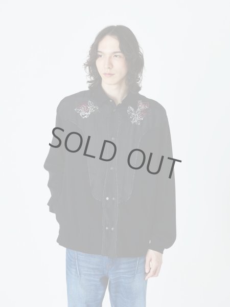 画像1: 71MICHAEL / JERSEY EMBROIDERED WESTERN SHIRT (BLACK) (1)