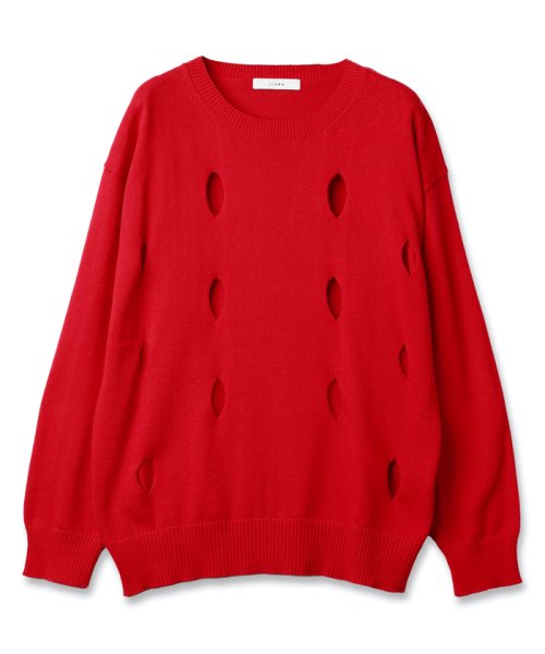 画像1: JieDa / HOLE CREW KNIT(RED) (1)