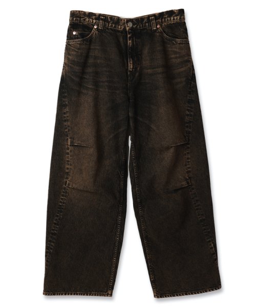 画像1: JieDa / DRAPE OVER DENIM PANTS(BLACK) (1)