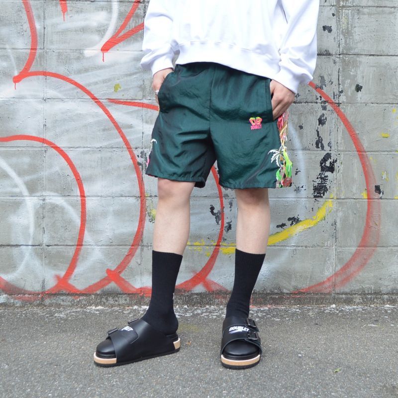 40％ OFF】doublet / CHAOS EMBROIDERY CHAMBRAY SHORT PANTS(GREEN 