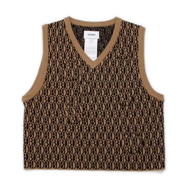 doublet / MONOGRAM JQ KNIT VEST (BEIGE) - Proof Of Power 購入サイト doublet Mongram jq knit vest ベスト