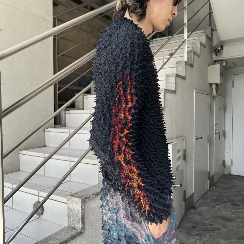 doublet【ダブレット】SHIBORI FIRE PRINT LONG SLEEVE T-SHIRT BLACK