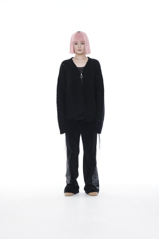 doublet / ZIP UP FUR YARN CARDIGAN (BLACK) - Proof Of Power